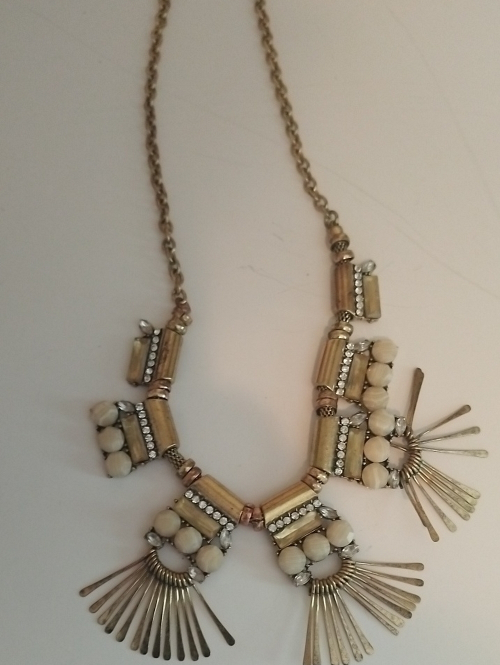 Elegant Cream and Gold Statement Necklace - Women Jewelry